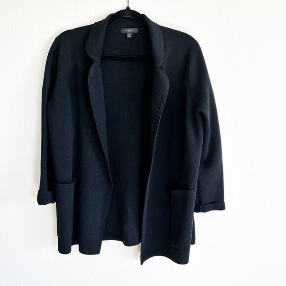 J. Crew Eloise Sweater Blazer Womens S Black Open Front Knit Cardigan BA552 - Picture 1 of 8